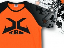 X8-106 牛角袖吸濕排汗圓領T-SHIRT(橘/黑)