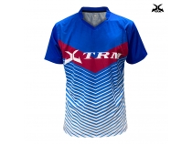 XAD-H045 藍色幾何三角運動V領 T-shirt