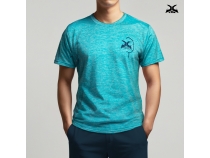 XAA-K068  XTRM穿線logo 吸溼排汗 運動T-SHIRT短袖上衣 湖水綠